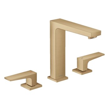 Baterie pentru lavoar Hansgrohe Metropol, cu trei găuri, cu ventil push-open, bronz periat